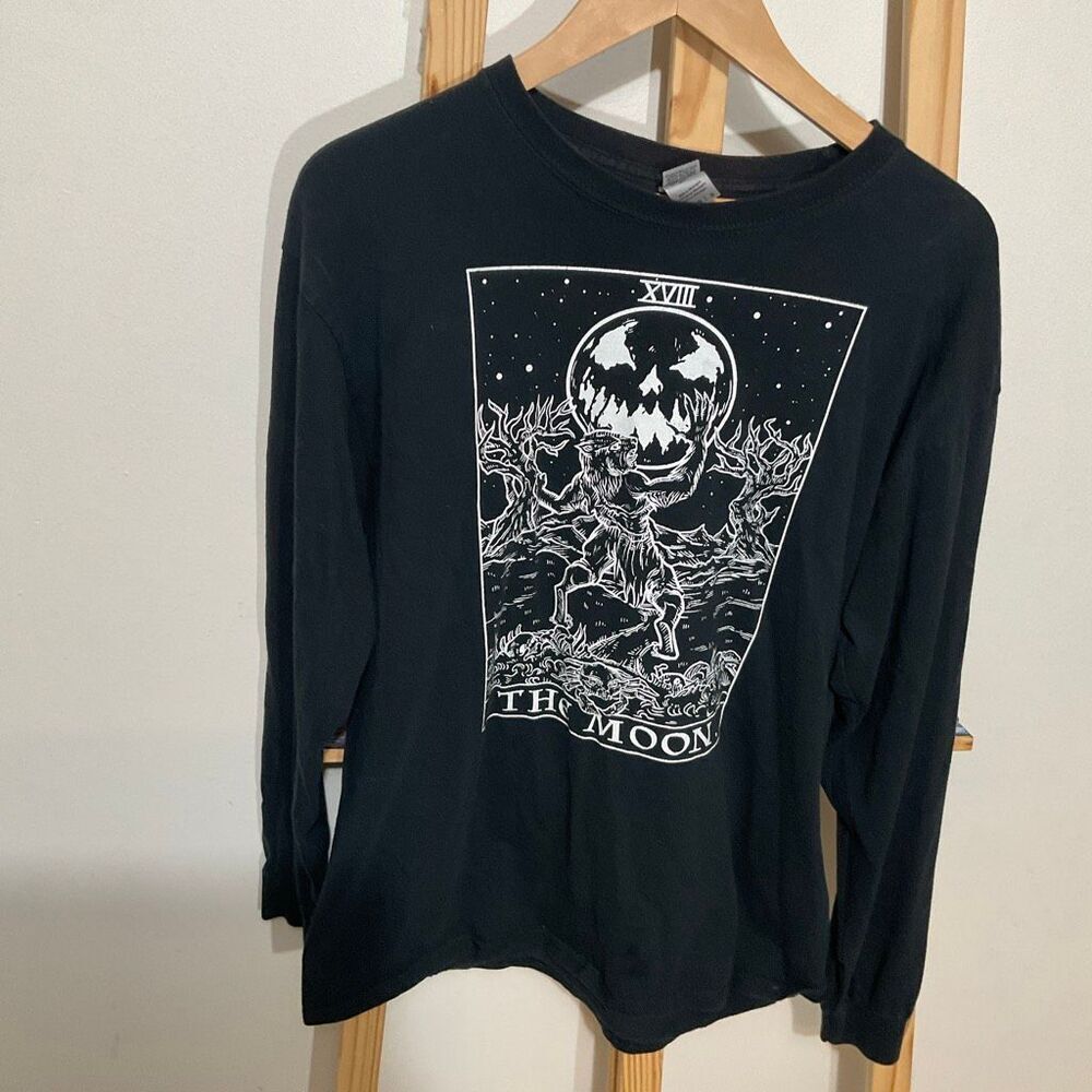 Gildan black long sleeve shirt moon werewolf top size large